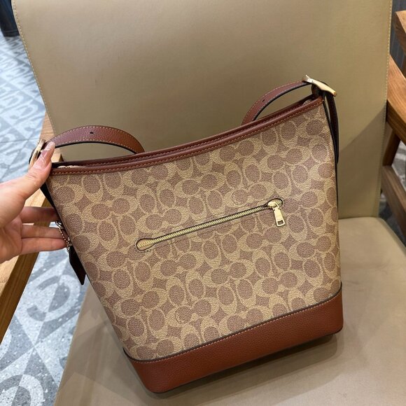 NWT Coach Jude Duffle Bag In Signature Canvas Gold/Tan/Brown CBH20 - Picture 6 of 9